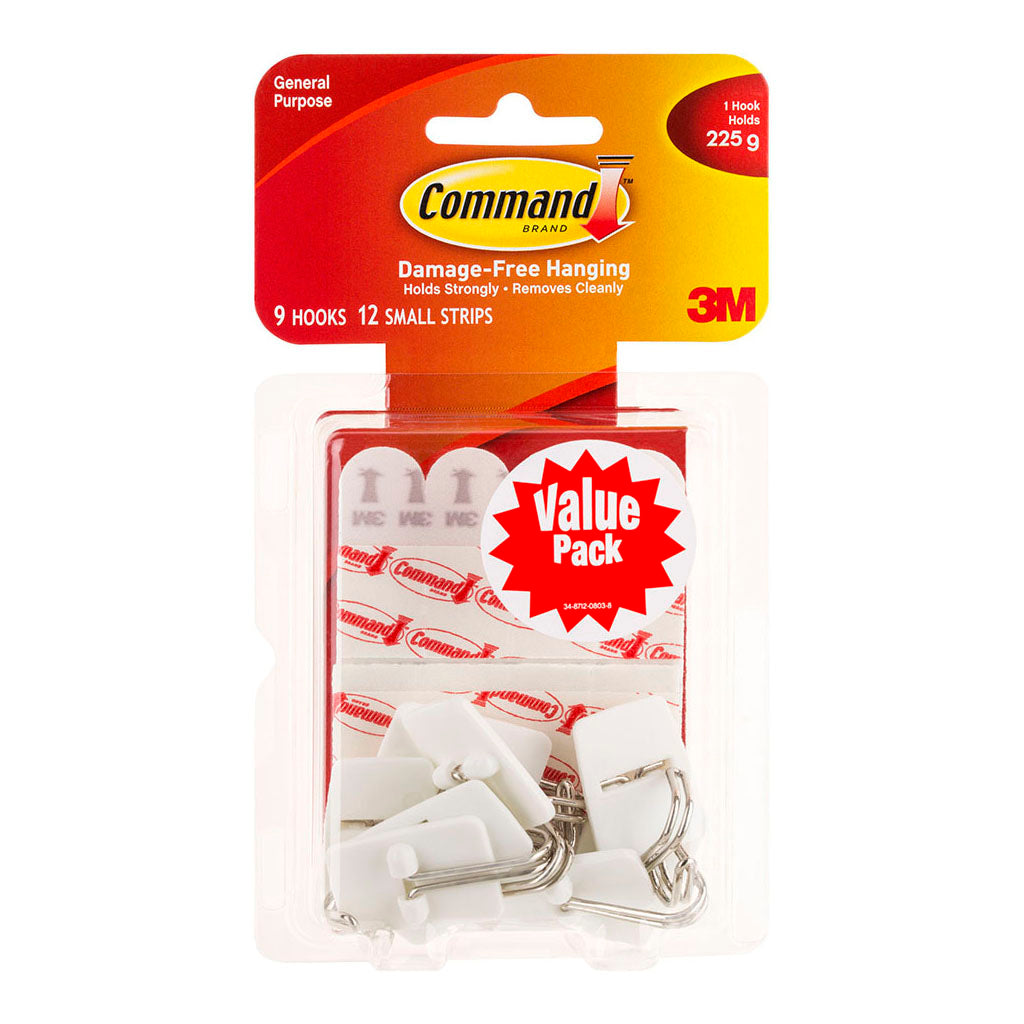 3M Command Hook 17067 Small White Wire Utensil Value Pk/9