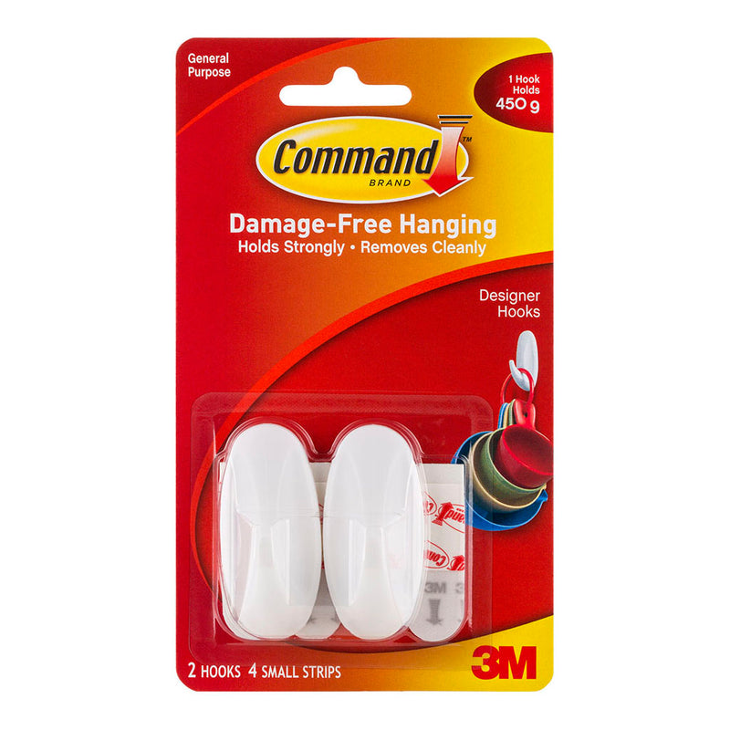 3M Command Hook 17082 Small White Designer Pk/2