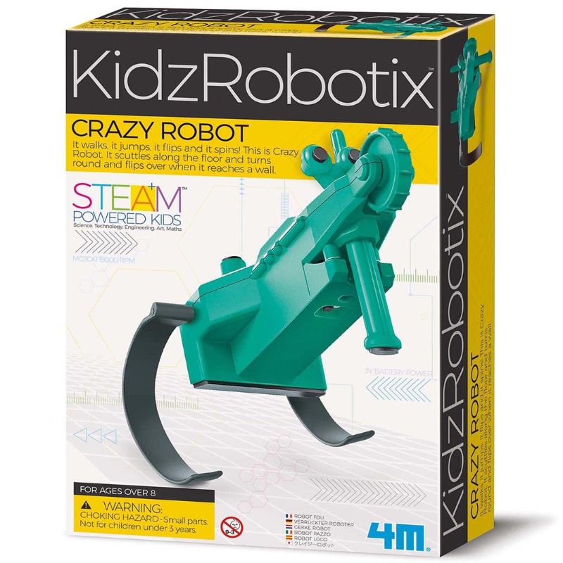 Kids building the Crazy Robot - Kidz Robot by 4M, a STEM toy that inspires creativity and engineering skills.