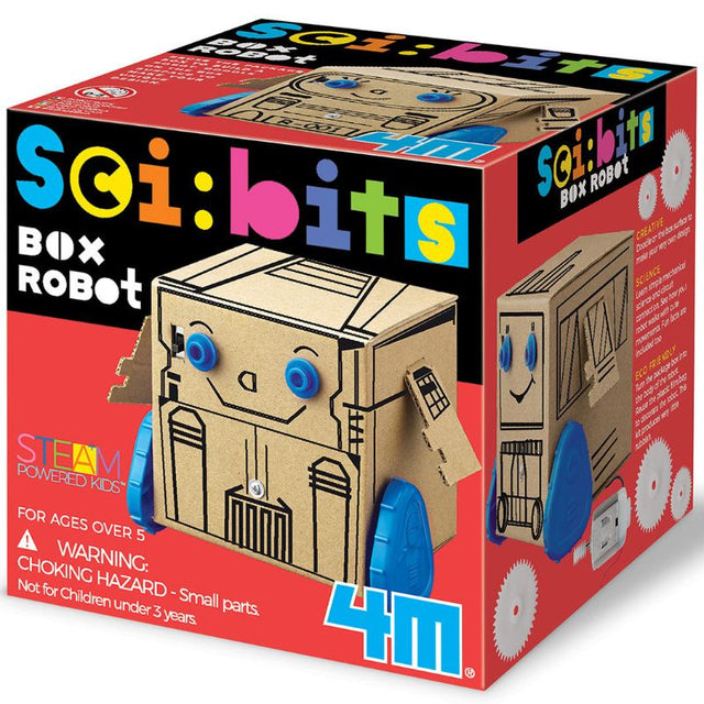 Alt text: "The Sci:Bits Box Robot kit by 4M, featuring components for building customizable robots, perfect for STEM learning."