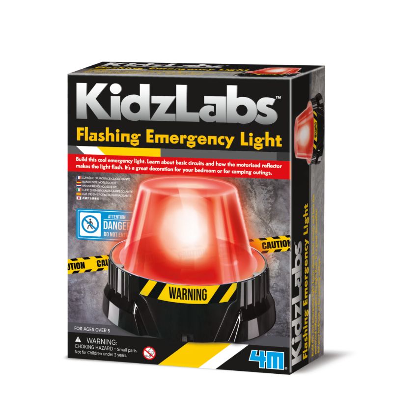 Vibrant 4M Flashing Emergency Light with motorized reflector, ideal for safety, camping, and educational fun for all ages.