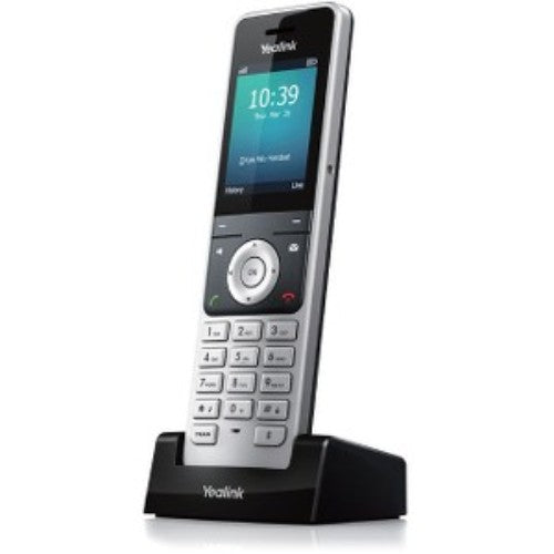 Yealink W56H cordless VoIP handset featuring a 2.4" color screen, 100 phone book entries, and exceptional battery life.