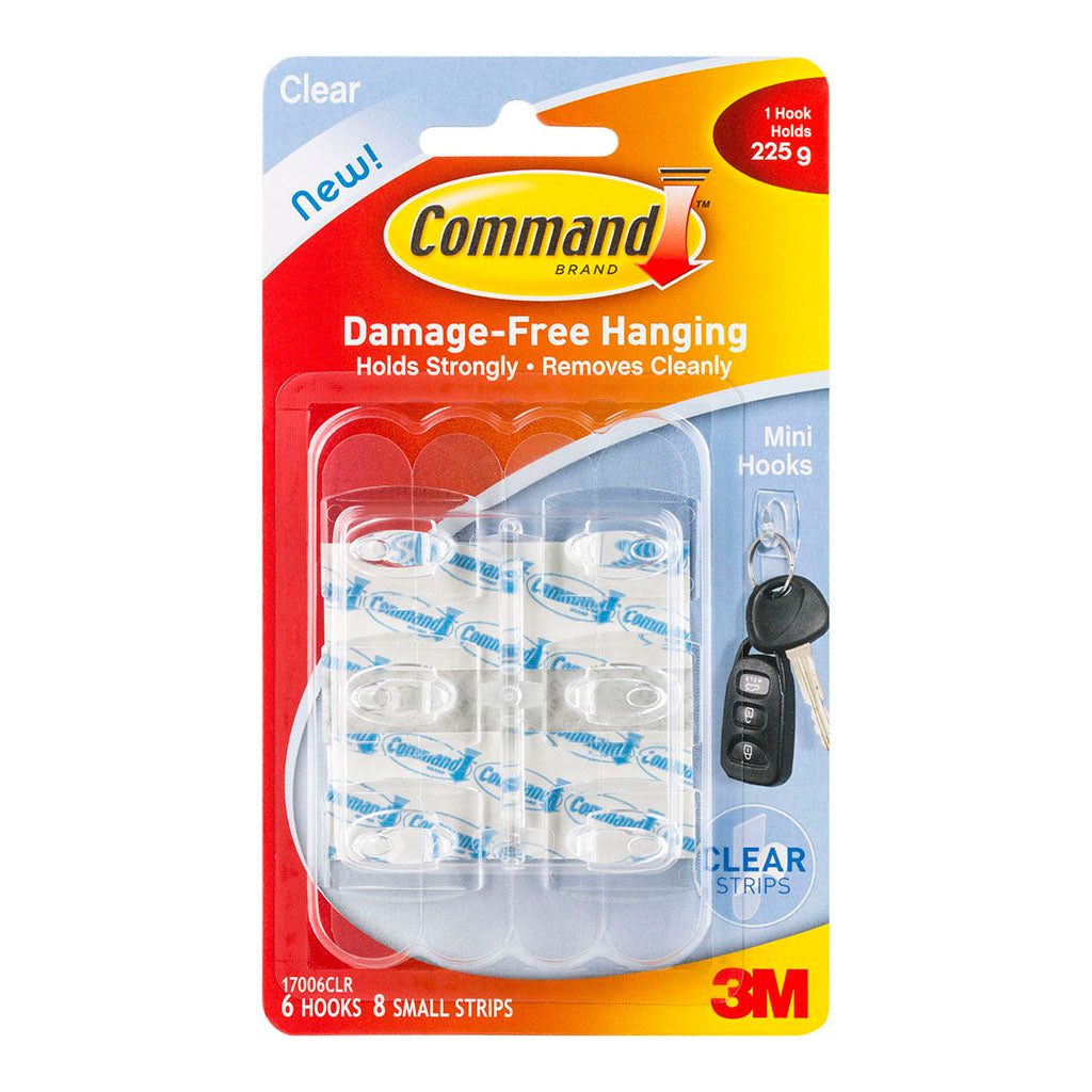 3M Command Hook 17006CLR Mini Clear Pk/6