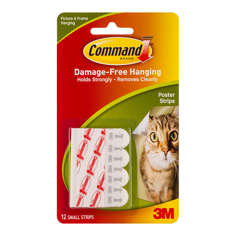 3M Command Strips Poster 17024 Small White Pk/12