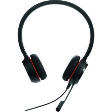 Jabra EVOLVE 30 II Headset with noise cancellation, USB/3.5mm connectivity, and busy light for focused communication and music.