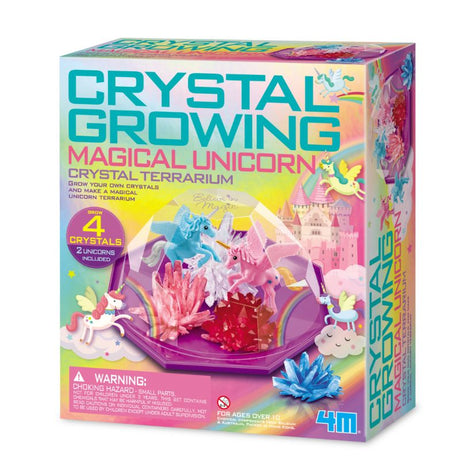 Colorful unicorn terrarium kit by 4M featuring crystal growth for a magical DIY science experience.