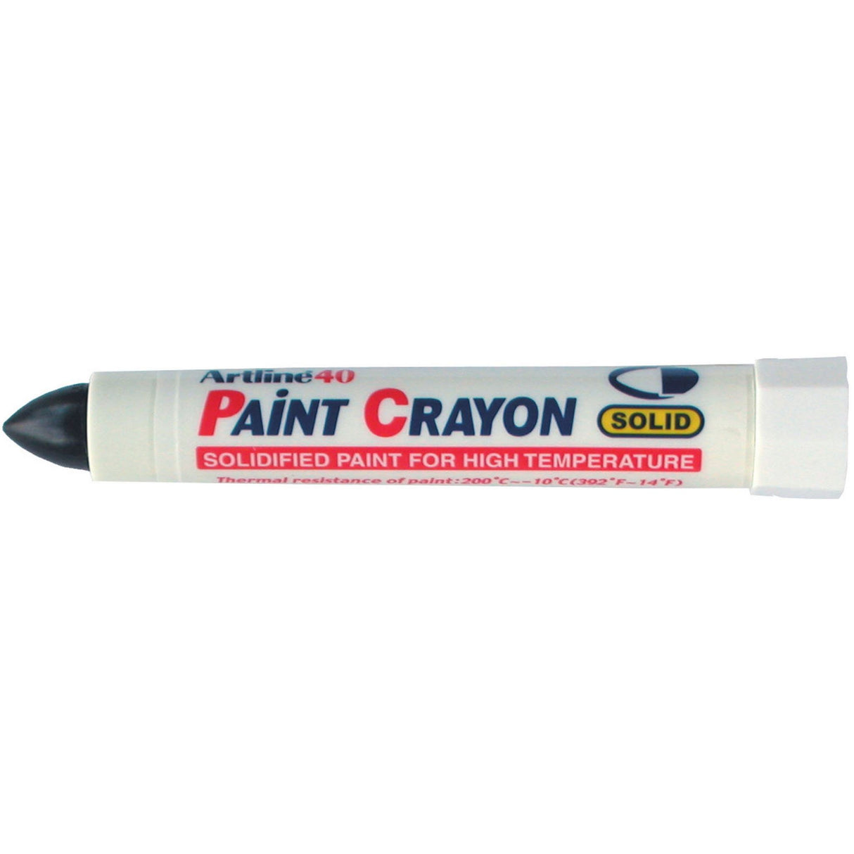 Set of 12 Artline 40 Permanent Paint Crayons in black, ideal for various surfaces, quick-drying, fade-proof, and thermal resistant.