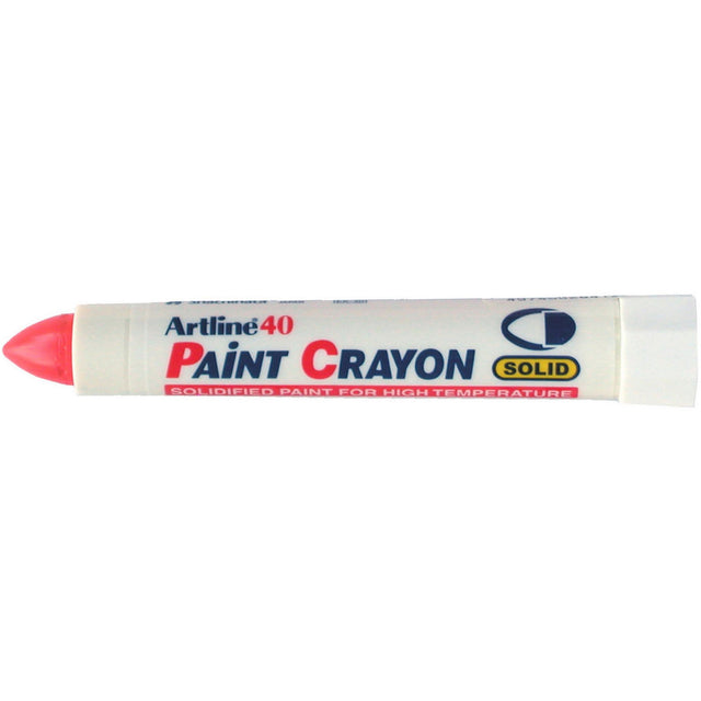 Artline 40 Red Permanent Paint Crayon set of 12, ideal for durable use on various surfaces, dries quickly and features a sharpenable nib.