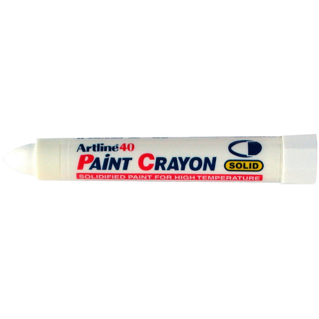 Artline 40 Permanent Paint Crayon White pack of 12, ideal for vibrant, permanent marking on various surfaces, thermal resistant up to 200°C.