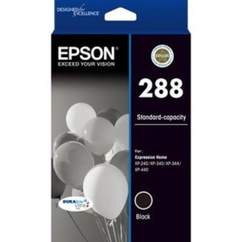 Epson 288 DURABrite Ultra Black Ink Cartridge, offering vivid, fast-drying, water-resistant prints for home and office use.