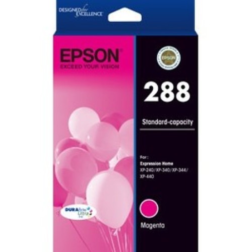 Magenta ink cartridge for Epson printers, offering vibrant, fast-drying, and smudge-resistant print quality.