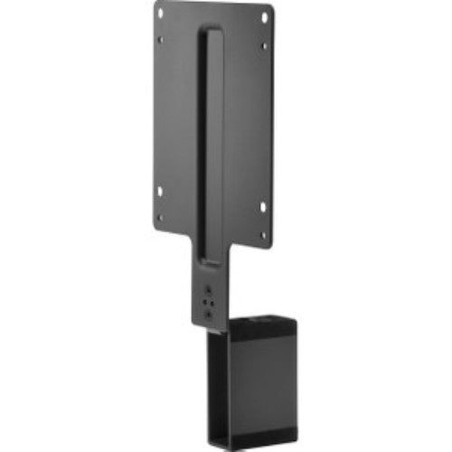 HP B300 PC Mounting Bracket mounted behind a display, optimizing workspace and reducing cable clutter for HP devices.