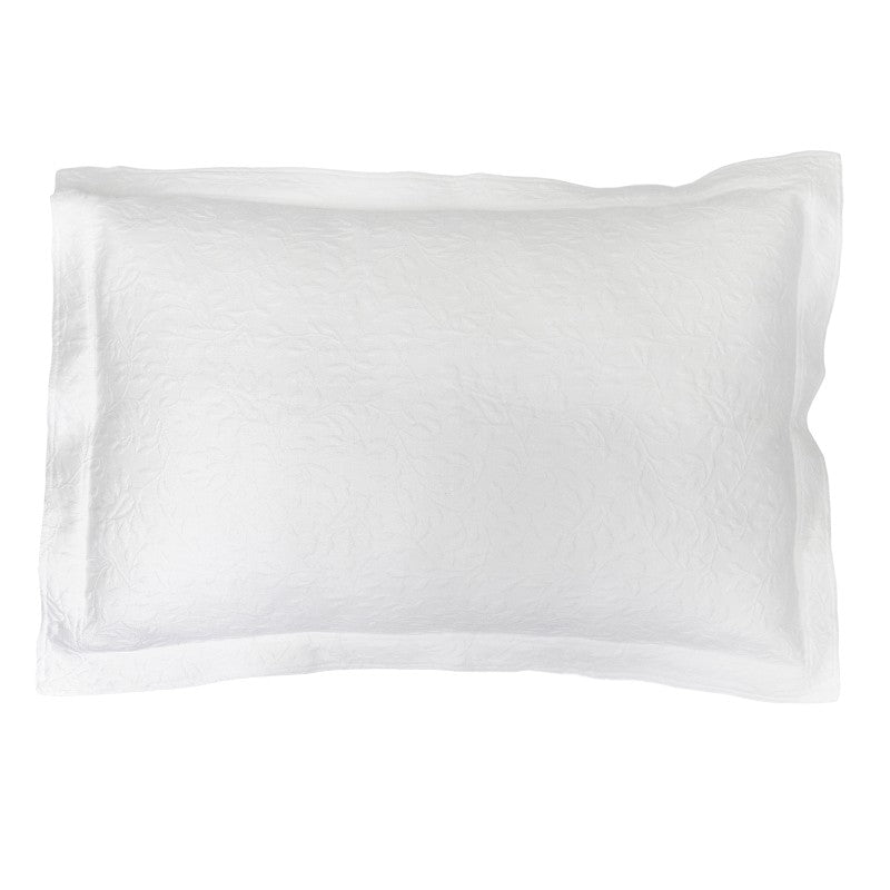 Textured white cotton pillow sham from Portugal, measuring 50 x 70cm, perfect for luxurious bedroom decor.