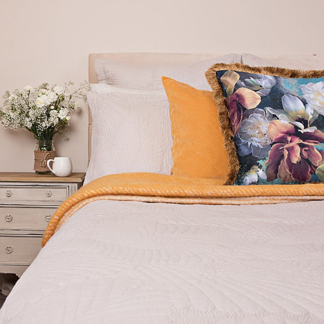 Elegant European pillowcase in natural color, featuring a textured matelassé design for a luxurious bedroom touch.