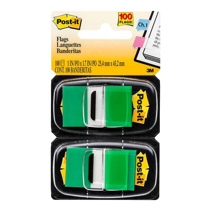 3M Post-it Flags 680-GN2 Twin Pack Green 25x43mm Pkt/60