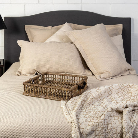 Natural-colored Killian King Duvet, 245x210cm, featuring a soft 100% cotton front and elegant stitched zigzag pattern.
