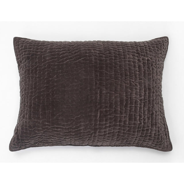 Elegant charcoal pillow sham with hand quilting, 100% cotton velvet, and 220gsm fill for ultimate comfort and style.