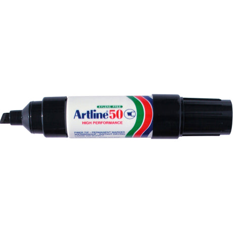 ARTLINE 50 Permanent Marker in Black with chisel nib, ideal for versatile permanent marking on various surfaces.