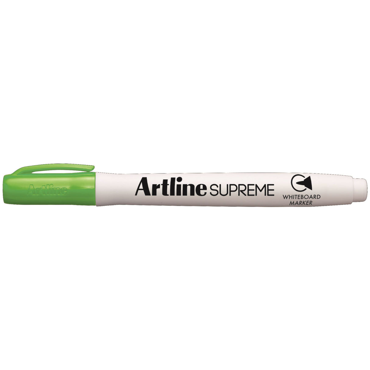 Artline Supreme Lime Green Whiteboard Markers set of 12, featuring 1.5mm nib and ergonomic design for comfort and precision.