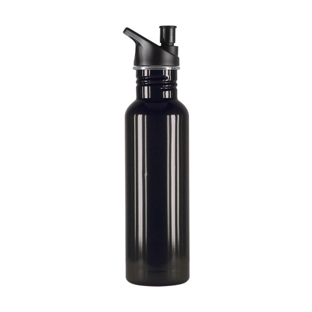 Nomad Eco Safe Drink Bottle in black, 750ml stainless steel, sustainable, chemical-free, perfect for on-the-go hydration.