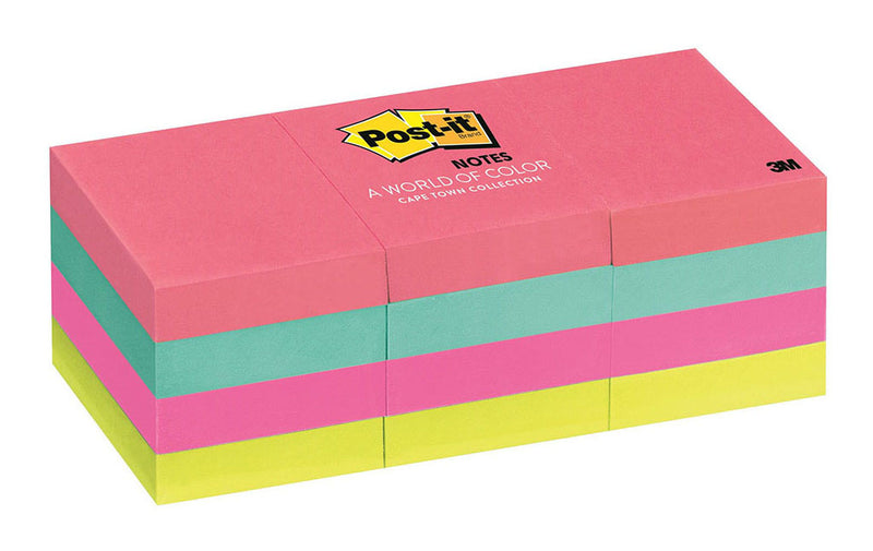 3M Post-it Notes 653-AN Capetown Collection 35x48mm 100 sheet pads Pkt/12