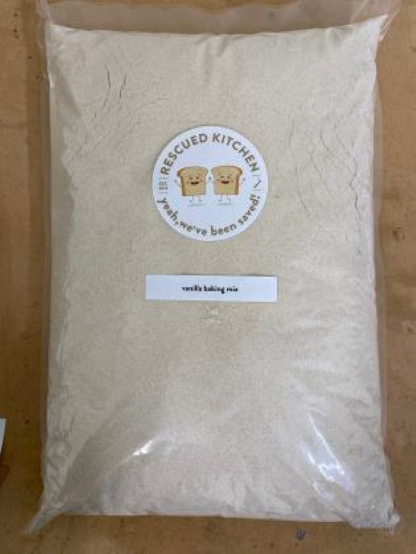 Eco-friendly 5KG vanilla baking mix made from 100% rescued bread flour, perfect for muffins, cakes, and sustainable baking.