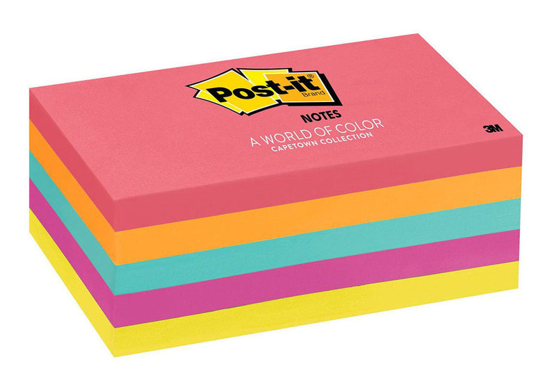 3M Post-it Notes 655-5PK Capetown Collection 76x127mm 100 sheet pads Pkt/5