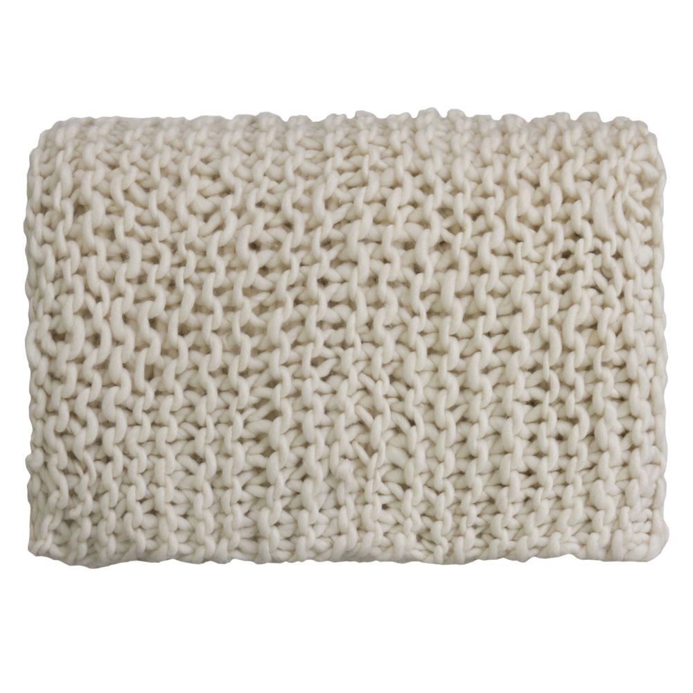Large grey knit throw blanket, made of 100% acrylic, measuring 125 x 150 cm, perfect for cozying up.