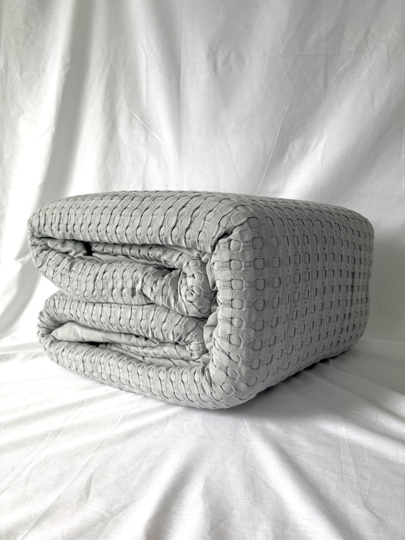 Blanket - BAMBOO BLEND WAFFLE W/SHERPA Grey (Queen)
