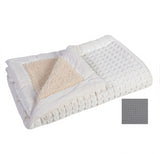 Soft grey bamboo blend waffle blanket with plush sherpa backing, perfect for cozying up or adding style to bedding.