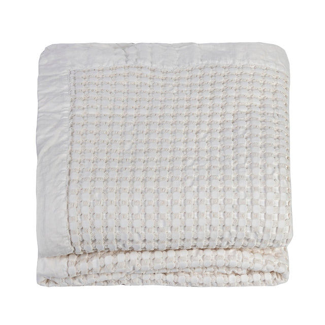 Cream bamboo blend waffle blanket, King Single size, offering year-round comfort and style for sensitive sleepers.