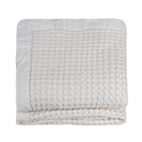 Cream bamboo blend waffle blanket queen size, offering luxurious comfort and breathability for year-round use.