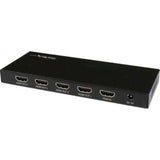 StarTech 4-Port HDMI Splitter for 4K 60Hz, connects one source to four displays with 4096x2160 resolution and HDR support.