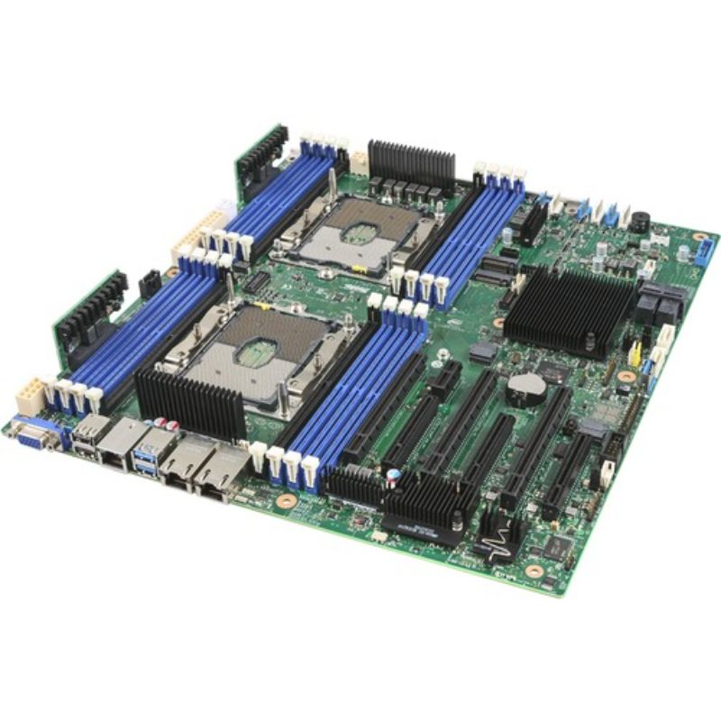 Intel Server Board S2600STBR Single with dual Xeon support, 1TB DDR4 RAM, robust design, and multiple PCIe slots for future-proofing.