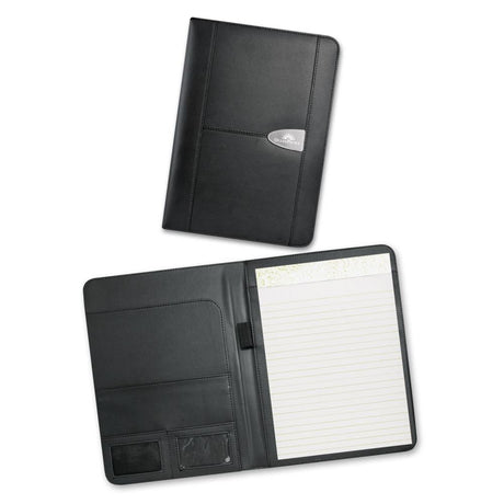 Large Sovrano Leather Portfolio in bonded leather, featuring a writing pad, business card pocket, and pen loop for professional use.
