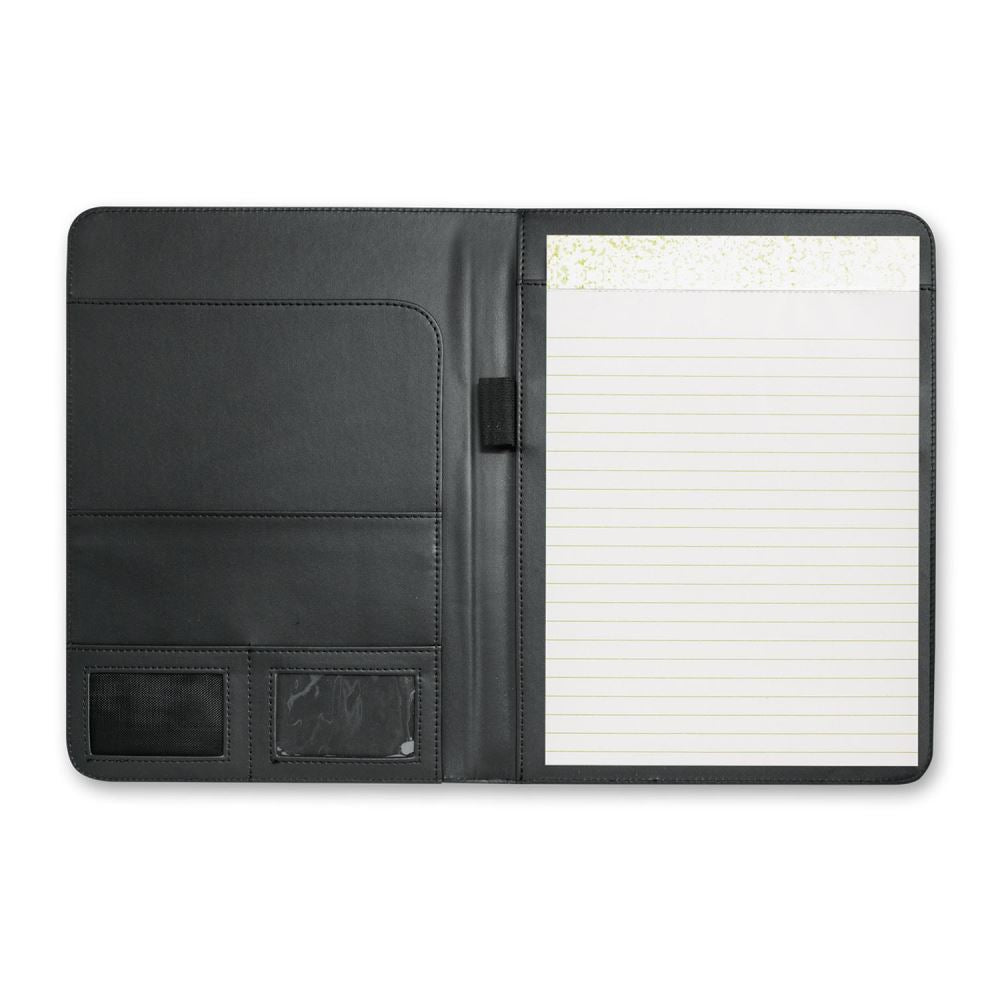 Sovrano Leather Portfolio - Large in bonded leather, features lined pad, card pocket, and pen loop for stylish organization.