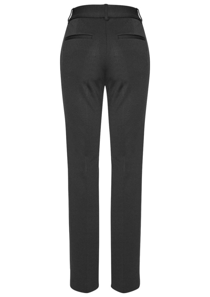 Ladies tapered leg pant in charcoal, tailored for style and comfort with a flattering fit and versatile design.