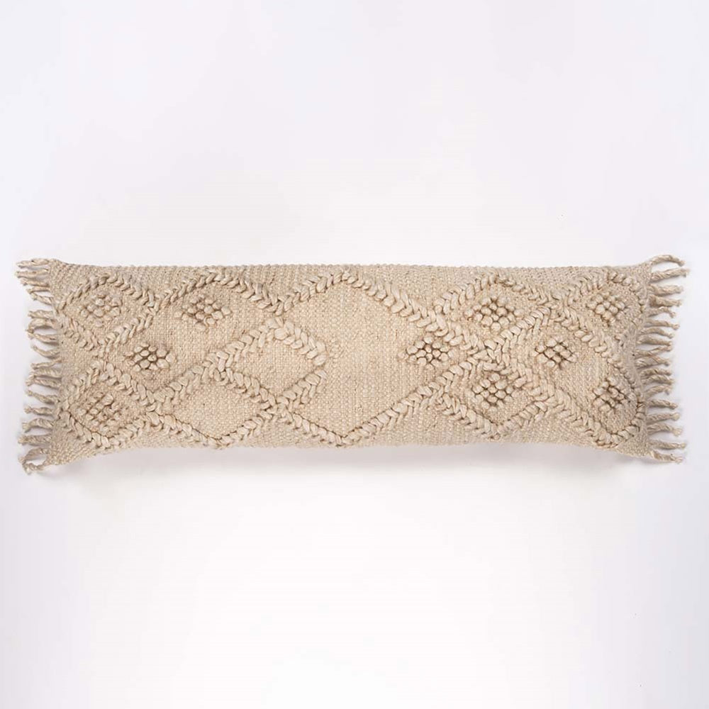 Natural cotton bolster cushion, 36 X 107CM, with a woven texture, perfect for stylish comfort in any decor.