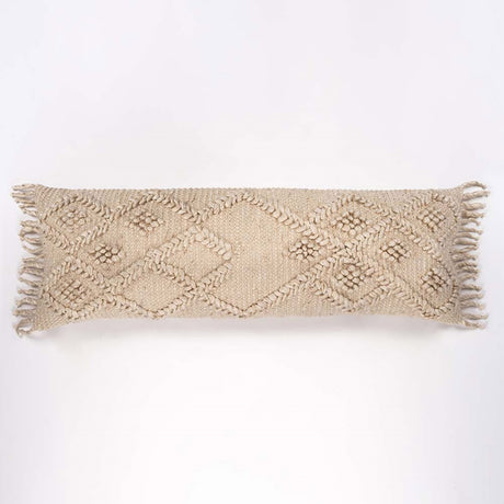 Natural cotton bolster cushion, 36 X 107CM, with a woven texture, perfect for stylish comfort in any decor.