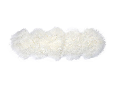 Ivory Tibetan Lamb Fur Double Rug (60x160cm) adds luxury and warmth to any space with its soft, hypoallergenic surface.