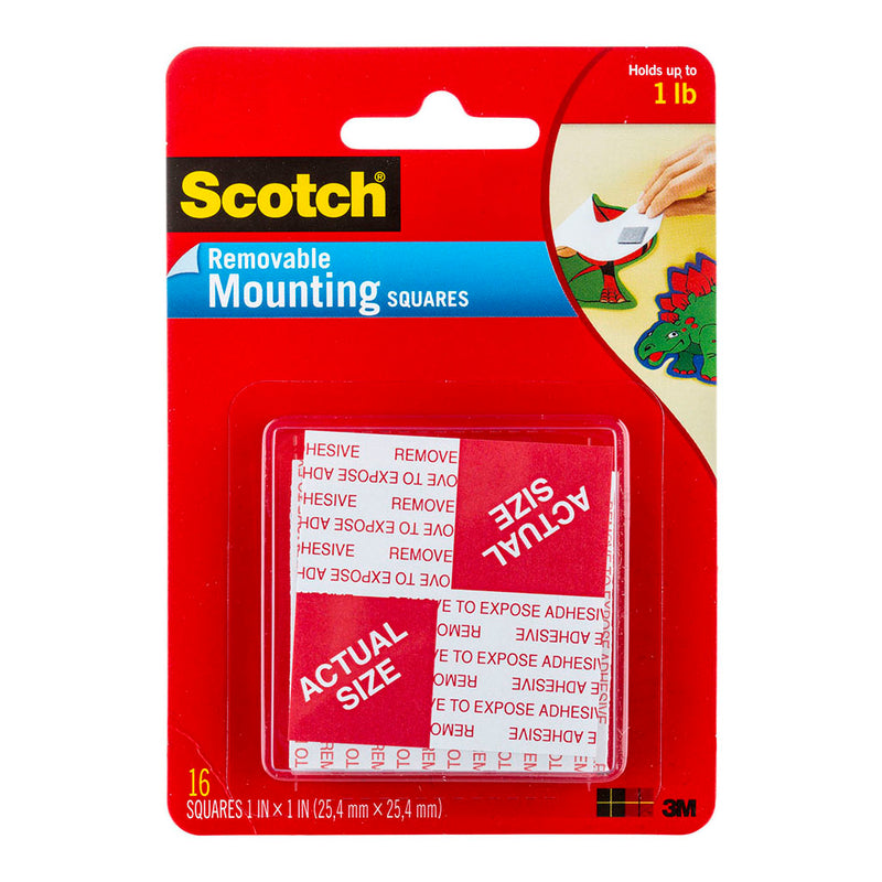 Scotch Mounting Squares 108 Removable 25mm, Pack of 16