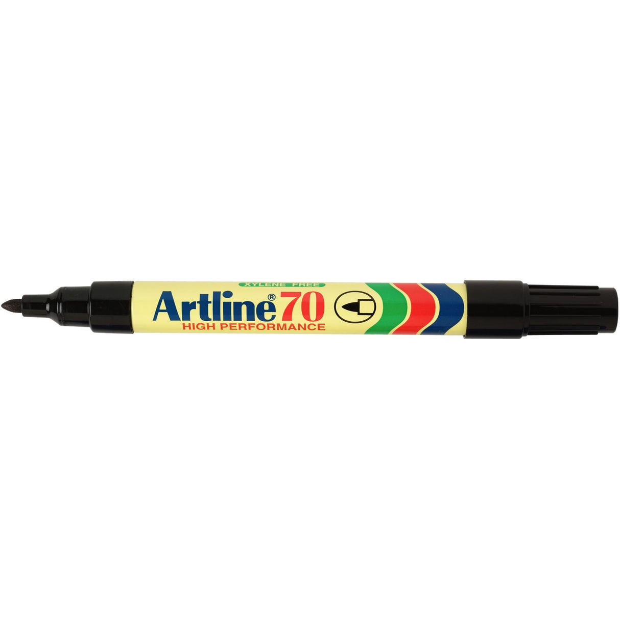 Artline 70 Permanent Marker set of 12, black, 1.5mm bullet nib, ideal for versatile and durable marking on various surfaces.