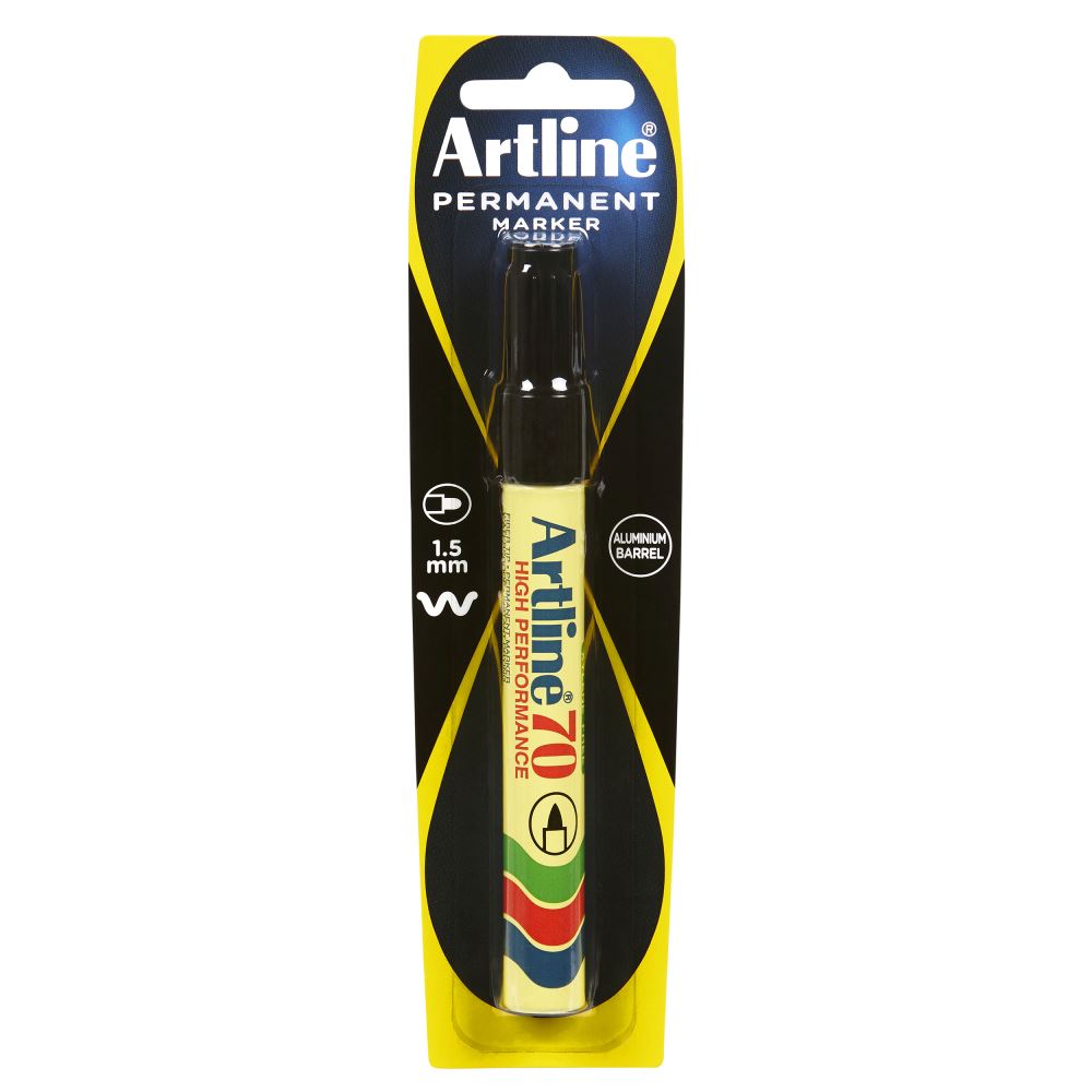 Artline 70 Permanent Marker with 1.5mm bullet nib, perfect for versatile and durable marking on various surfaces.