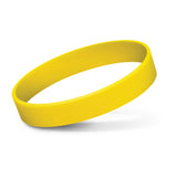 Bright yellow silicone wristbands, pack of 10, perfect for promotions, events, awareness campaigns, and team branding.