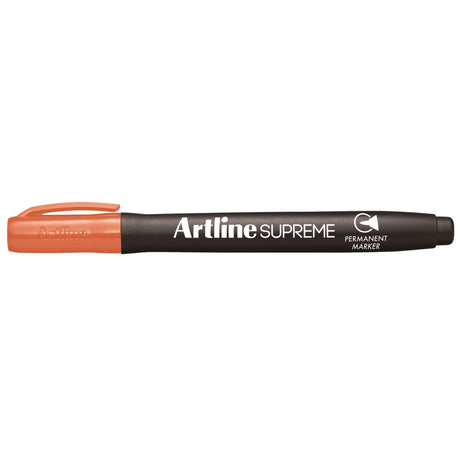 Pack of 12 Artline Supreme Orange Permanent Markers with 1.00mm nib for precise writing, ergonomic design, and vibrant color.