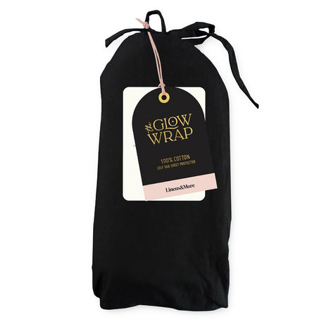 Tanning bag in elegant black, 135 x 205 cm, soft cotton, protects sheets, built-in pillowcase for a cozy tanning experience.