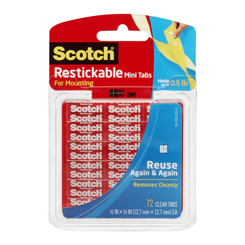 3M Scotch Restickable Mounting Tabs R103 13x13mm Pkt/72 tabs