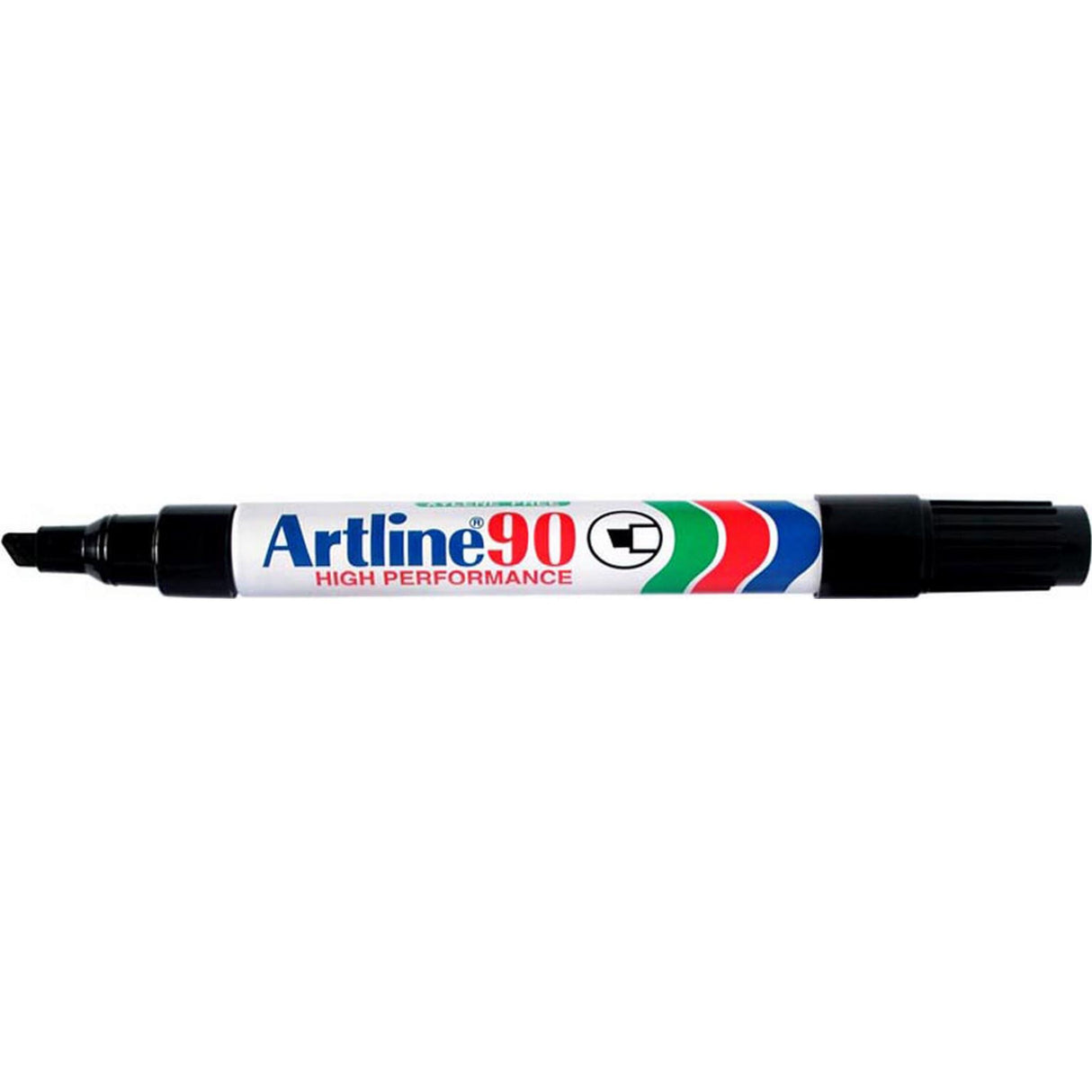 Artline 90 Permanent Marker set of 12, black ink, 5mm chisel nib, ideal for versatile marking on various surfaces.