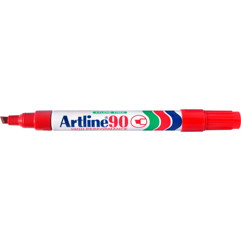 Artline 90 Permanent Marker 5mm Chisel Nib Red -12 units