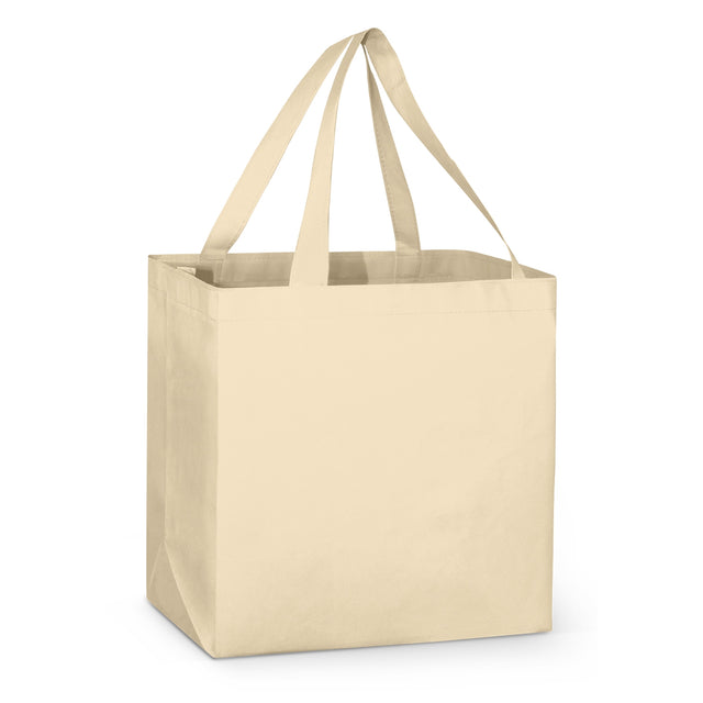 Eco-friendly reusable shopping bags in a 5-pack, durable and spacious for groceries, crafted from recycled non-woven material.